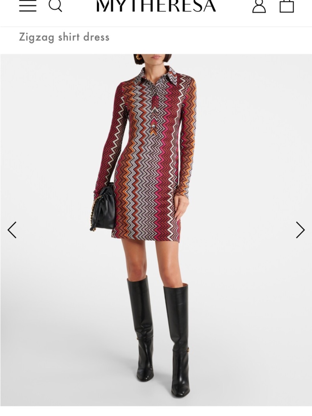 Missoni Zigzag Mini Dress in Burgundy, Pink & Mustard